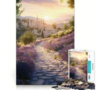 Lavender Fields in A Village 1000-piece Puzzle for Teenagers Clear Logic Snug Joint Fun Activity Christmas Surprise (38x52cm)