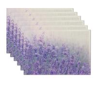 Lavender Fields Nature Scenery Placemats Set of 6,Table Mats Non-Slip Heat Resistant Washable Placemat for Party Kitchen Dining Table Decoration Indoor Outdoor