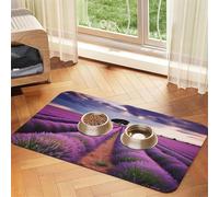 Lavender Fields Pet Feeding Mat 30x45cm, Absorbent Dog Mat for Food, PU Leather Cat Food Mat Waterproof Dog Bowl Mats Quick Dry Pet Placemats