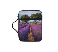 Lavender Fields Print Bible Cover Case/Book Cover, Bible Case for Women Girls,with Handle Fits for Standard Size Bible