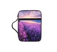 Lavender Fields Print Book Protector Holder Case, Study Bible Carrying Case With Multiple Internal Compartments