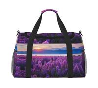 lavender fields print Carry on Luggage for Women Men Shoulder Weekender Crossbody Bag for Yoga Travel Must Haves, Black, One Size