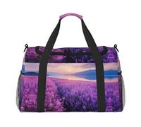 lavender fields print Carry on Luggage for Women Men Shoulder Weekender Crossbody Bag for Yoga Travel Must Haves, Black, One Size