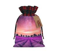 Lavender Fields Print Christmas Drawstring Gift Bags Large Xmas Present Storage Bag