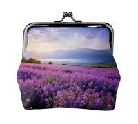 lavender fields print Coin Purse Small Change Purse Card Holder Coin Pouch Small Wallet for Women and Men, Black, One Size, Vintage