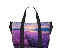 lavender fields print Gym Bag for Women,Carry on Weekender Overnight Duffle Bag,Personal Item Tote Bag, Black, One Size