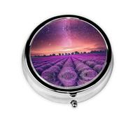 Lavender Fields Print Personalised Portable Pillbox with,Mini Pillbox Compact and Convenient Pill Organiser for Storing and Organising Pills
