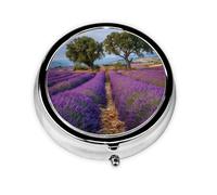 Lavender Fields Print Personalised Portable Pillbox with,Mini Pillbox Compact and Convenient Pill Organiser for Storing and Organising Pills