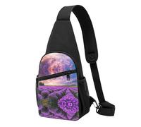 Lavender Fields -Print Waterproof Chest Pack for Hiking & Travel-Adjustable Strap,Lightweight Design with Multiple Pockets.
