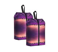 Lavender Fields Print Waterproof Shoe Bag Travel Bag with Carry Strap Storage Bag Versatile Cosmetic Bag-2pcs