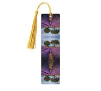 Lavender Fields Print Wooden Bookmark â€“ Ideal Book Lovers with Tassel for Hardcover Books, Notebooks
