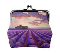 Lavender Fields Printed Coin Purse Pouch-Mini Coin Wallet,Change Purse,Leather Coin Pouch Holder For Woman Girls, Black, One Size, Modern,european Style, Retro