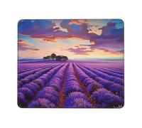 Lavender Fields Printed Gaming Mouse Pad 8x7.6 Inches, Non-Slip Rubber Base Laptop Mousepad Desk Mat with Stitched Edges for Gamer, Office, Home