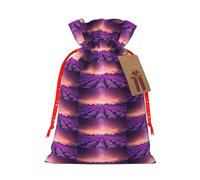 Lavender Fields Printing Fashion Drawstring Bag With Kraft Tag For Christmas Halloween Party Gift Packaging