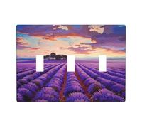 lavender fields Prints Wall Plate Decor Triple Toggle Switch Trim Panel, Decorative 3-Gang Switch Plate Outlet Cover