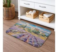 Lavender Fields Quick Dry Bath Mat, Pastoral Absorbent Non Slip Shower Mat, Spring Memory Foam Washable Bath Rugs for Bathroom Decor 20x32 Inch