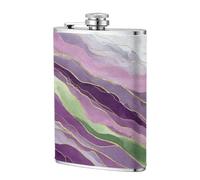 Lavender Fields with Flowing Organic Line Pocket Hip Flask 8 Oz, Stainless Steel Flagons for Dad Groomsman Wedding Travel Camping