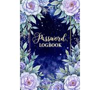 Lavender Floral Password Logbook - Elegant Purple Peony & Rose Password Keeper with Starry Night Background - Aesthetic Watercolor Organizer by Volumani N