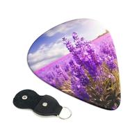 Lavender Flower 6 Pack Guitar Picks With Holder, Personalized Guitar Plectrums Non-Slip Portable Ukulele Bass Picks 0.71mm For Acoustic Guitar Lovers Gifts