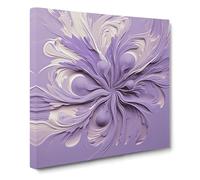 Lavender Flower Abstract Art No.6 Canvas Wall Art Print Ready to Hang, Framed Picture for Living Room Bedroom Home Office Décor, 50x50 cm (20x20 Inch)