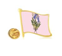Lavender Flower Blue Golden Metal Flag Lapel Pin Badge
