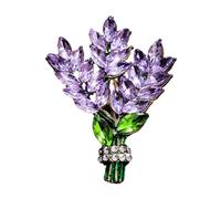 Lavender Flower Brooch Crystal Rhinestone Glass Tulip Bouquet Brooch Lapel Accessories Wedding Pin Party Fashion Elegant mother's mother's flower flower under cheap & under women's under day w