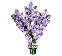 Lavender Flower Brooch Crystal Rhinestone Lapel Pins Purple Elegant Aesthetic Pin,Lavender Metal Flower Broochs Badges Accessories for Clothes Jackets Coat Wedding Birthday Party Accessories