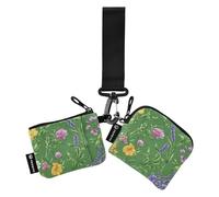 Lavender flower Flowers Deep Green Women's Card Cases Change Holder Small Portable Women Credit Card Case Coin Purse with Zipper Coin Pocket for Ladies Girls 2 Packs, Lavender flower Flowers, One Size