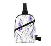 Lavender Flower Foldable Sling Bag for Men Women Water Resistant Chest Bag Purple Floral Fanny Pack Crossbody Backpack for Travel Hiking Sports