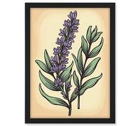 Lavender Flower Old School USA Tattoo Ink Body Art Rockabilly Americana 50s Artwork Framed A3 Wall Art Print
