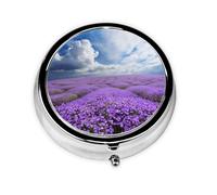 Lavender Flower Print Personalised Portable Pillbox with,Mini Pillbox Compact and Convenient Pill Organiser for Storing and Organising Pills