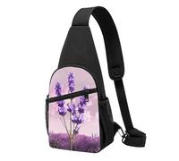 Lavender Flower Printed Chest Bag Sling Bag for Men Women, Outdoor Crossbody Fanny Packs Hiking Chest Packs Sport Daypacks