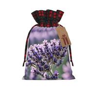 Lavender flower Printed Gift Bags with Drawstring â€“ Christmas Party Holiday Sacks â€“ Festive Pouches for Goodie, Treats