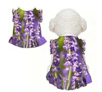 Lavender Flower s Print Pet Breathable Sleeveless Skirt L