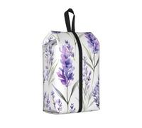 Lavender Flower Travel Shoe Bag Purple Floral Water Resistant Shoe Organiser with Zipper Handle, Lightweight Pouch for Suitcase & Gym, Folds Flat for Packing
