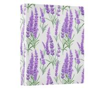Lavender Flowers Leaves White 1-1/2 Inch Binders 3 Ring Holds 200 Sheets, Three Ring Binder Decorative Basic Binder Organizer for School Supplies, 1 Pack