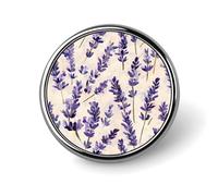 Lavender Flowers Round Brooch Pin Lapel Pins Tie Suit Dress Accessories Wedding Birthday for Men Women