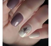 Lavender French Floral Press On Nails False Nails For Daily Wear Or Special Event With Glitters Accents