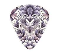 Lavender-Geometric-Pattern 12 Pack Guitar Picks With 3 Thicknesses And Storage Box, Abs Plectrums For Electric Bass Guitar Players