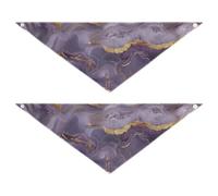 Lavender Gold Gray Marble Art Dog Holiday Bandanas Unique Shape Adjustable Fit Triangle Bibs Kerchief Set Cute Pet Accessories for Dogs Cats