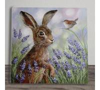 Lavender Hare Ceramic Picture Tile Artwork by Judith Yates Hanging Wall Art Home Décor