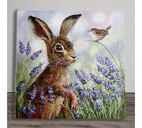 Lavender Hare Ceramic Picture Tile Artwork by Judith Yates Hanging Wall Art Home Décor