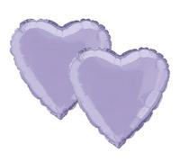 Lavender Heart Shape Foil Helium Balloon 46cm / 18 in - Pack of 2