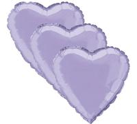 Lavender Heart Shape Foil Helium Balloon 46cm / 18 in - Pack of 3