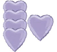 Lavender Heart Shape Foil Helium Balloon 46cm / 18 in - Pack of 5