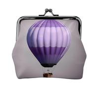 Lavender Hot Air Balloon print Coin Purse Small Change Purse Card Holder Coin Pouch Small Wallet for Women and Men, Black, One Size, Vintage