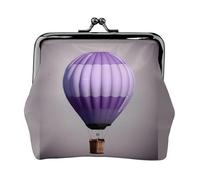 Lavender Hot Air Balloon Print Compact Coin Purse Exquisite Kiss Lock Wallet Cute Mini Pouch Coins Cards Wallet