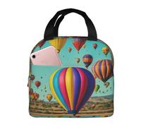 Lavender Hot Air Balloon Print Lunch Bag,Reusable Insulated Tote Bag For Work/Office/Picnic/Travel Or Travel