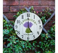 Lavender Indoor Or Outdoor Clock - Battery Powered Weather Resistant Floral Wall Or Fence Clock For Home Or Garden - 27Cm Diameter