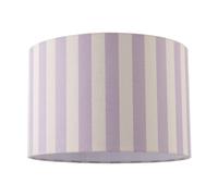 Modern Lavender Lilac and Oatmeal Linen Striped Drum Lamp Shade with Off-White Fabric Inner Lining| 30cm x 20cm | for Ceiling Pendant or Lamp by Happy Homewares